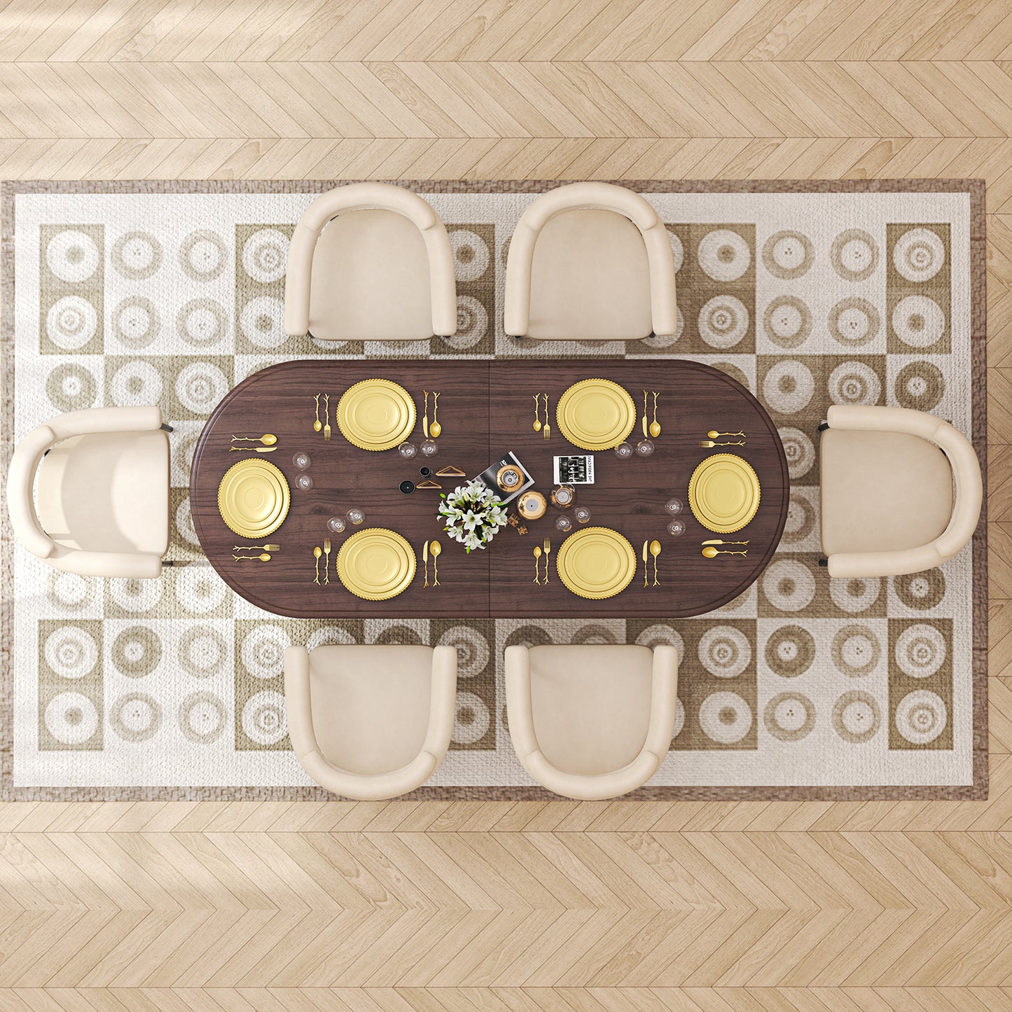 NUEVO Silla de Comedor Tapizadas Silla de Cocina con Respaldo Abierto y Brazos CAMILA Beige