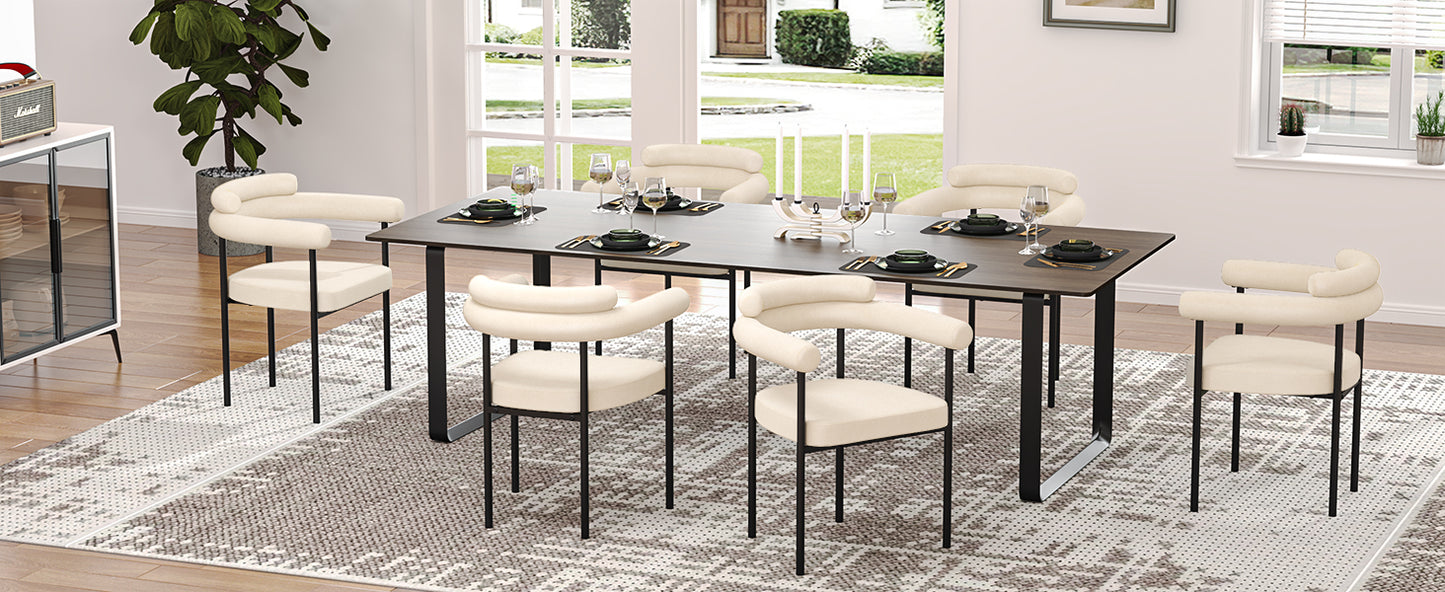 NUEVO Silla de Comedor Tapizadas Silla de Cocina con Respaldo Abierto y Brazos CAMILA Beige