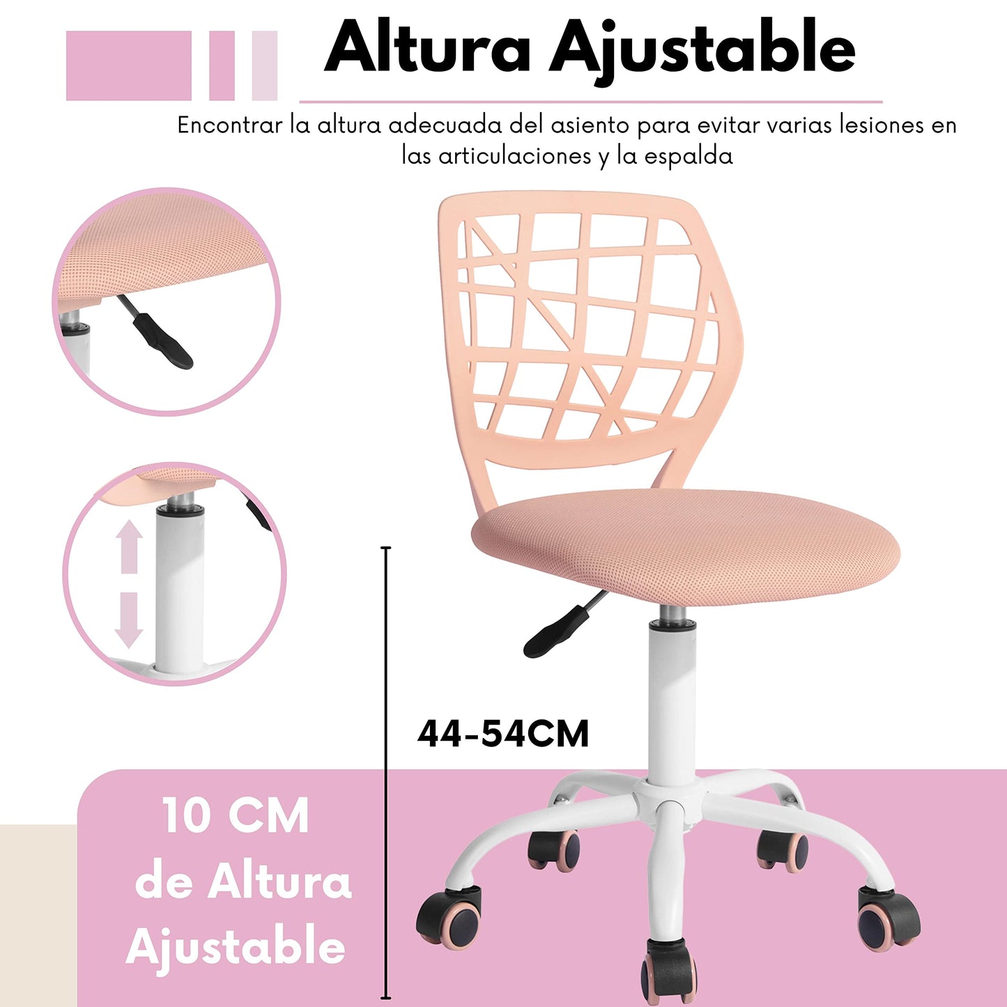 Silla Escritorio Carnation Rosa Con Tapizado De Mesh