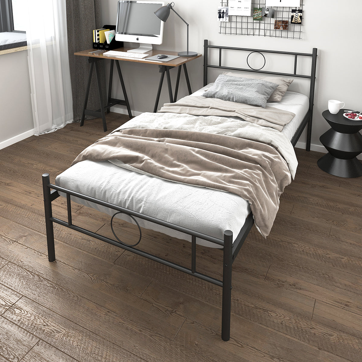 Marco de Cama Individual Metal Base Negro