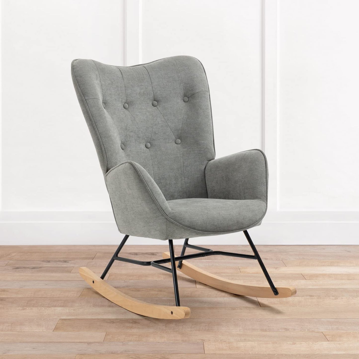 GOMYHOME Mecedora Sillón Moderno Reclinable Terciopelo Sofa Individual Gris