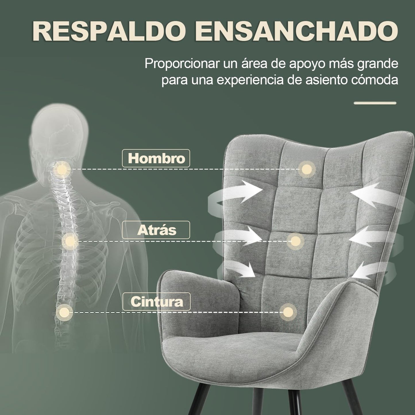 GOMYHOME Sillón Individual de Moderno Gris