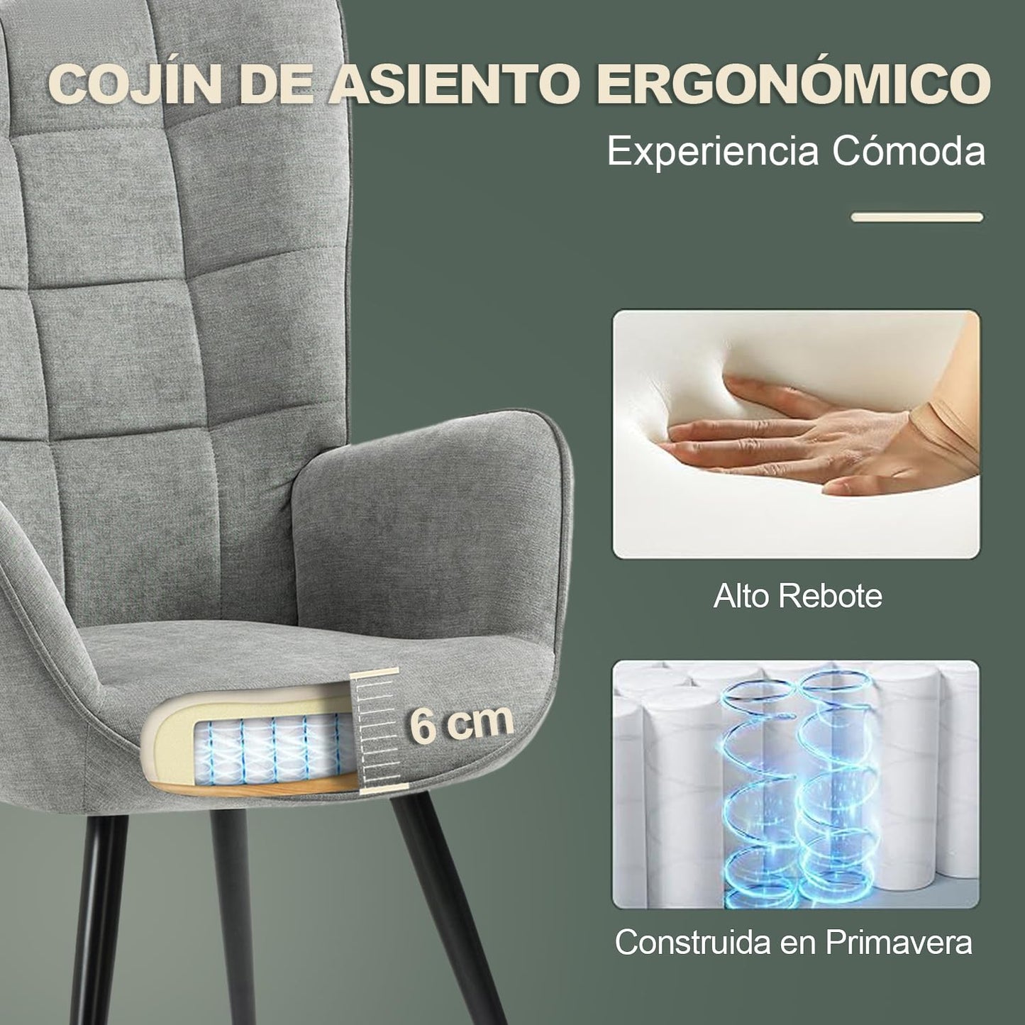 GOMYHOME Sillón Individual de Moderno Gris
