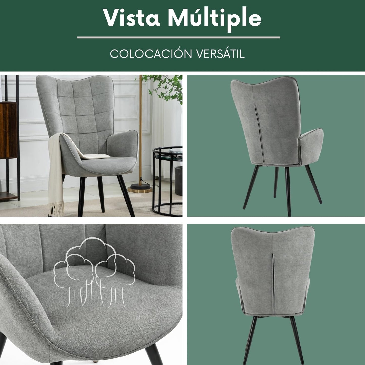 GOMYHOME Sillón Individual de Moderno Gris