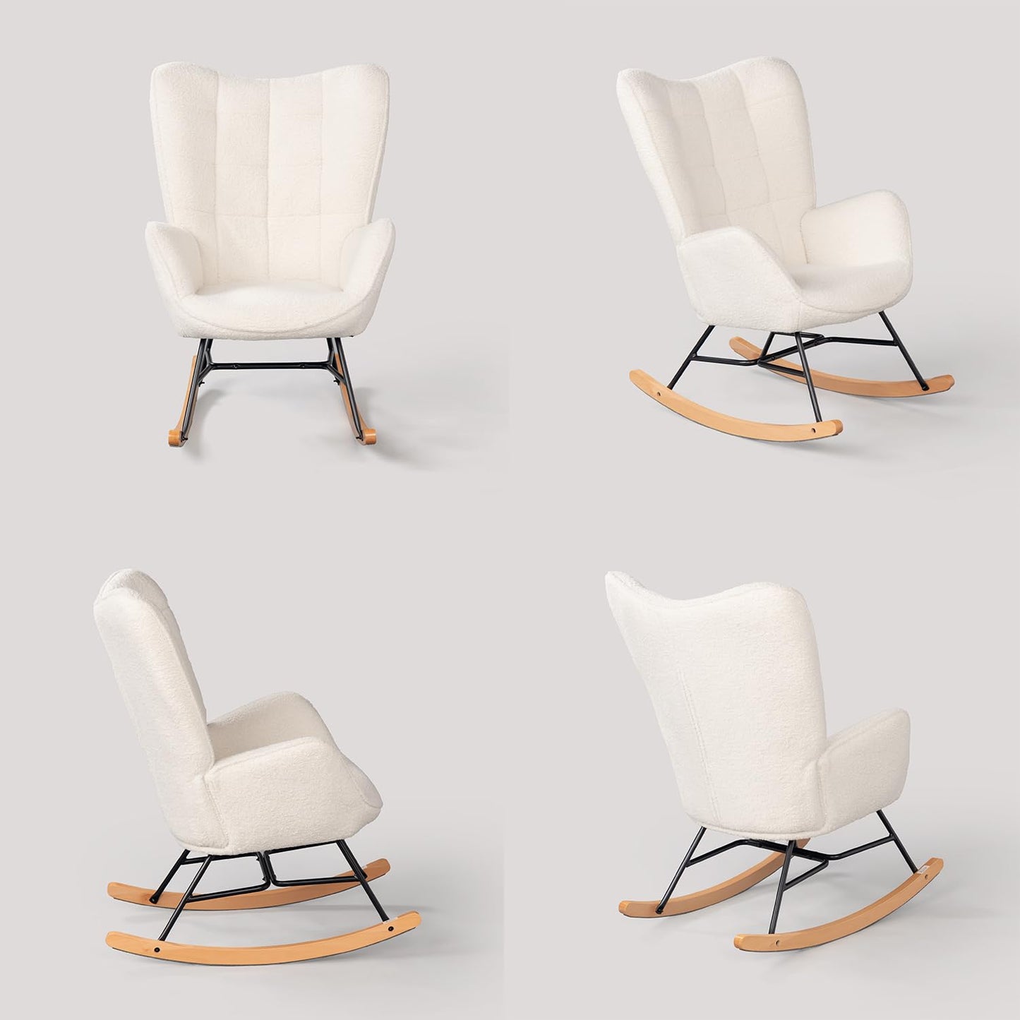 Mecedora Sillón Moderno Cómodo Sillón Reclinable Terciopelo Individual Blanco