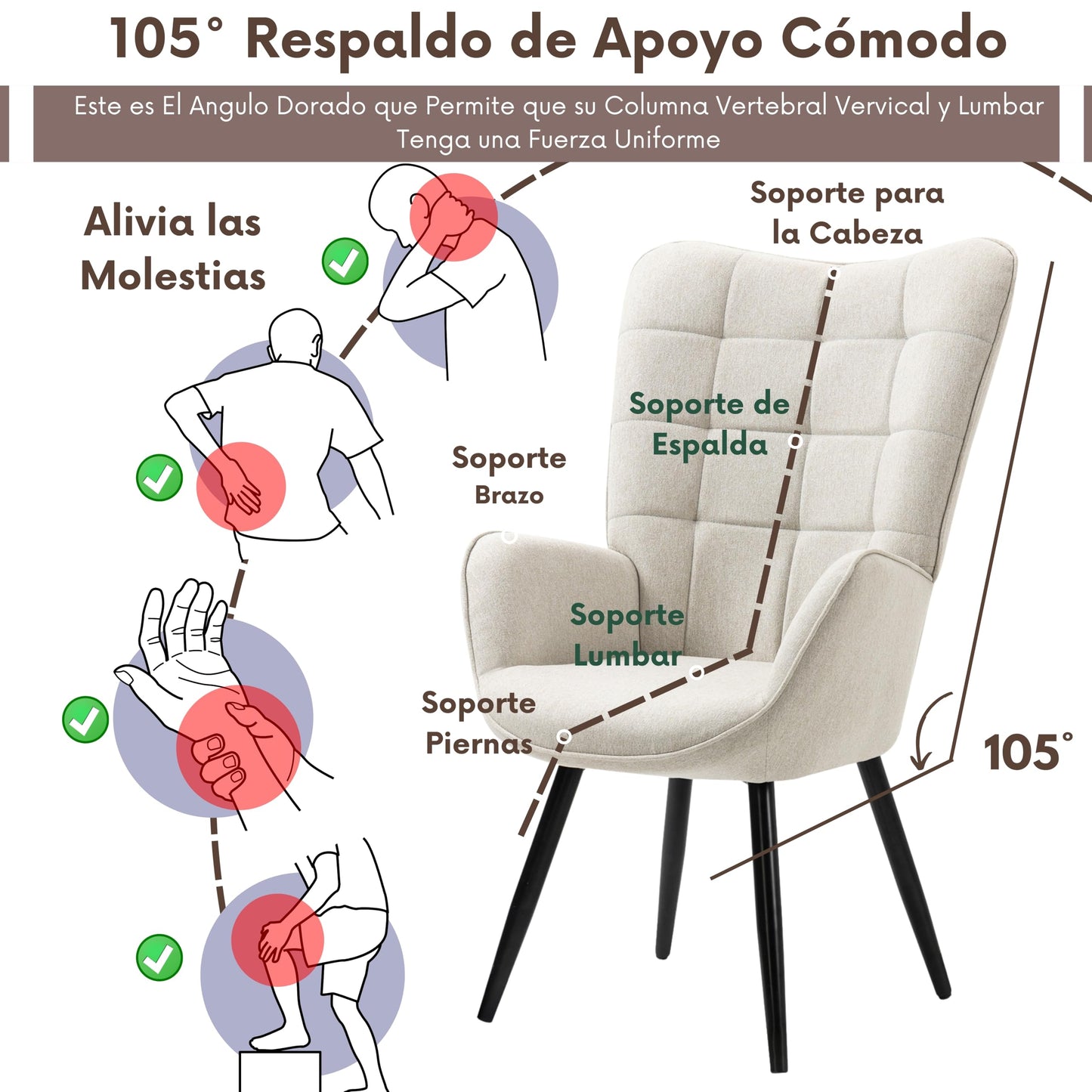 Silla Sillón Individual Terciopelo Beige