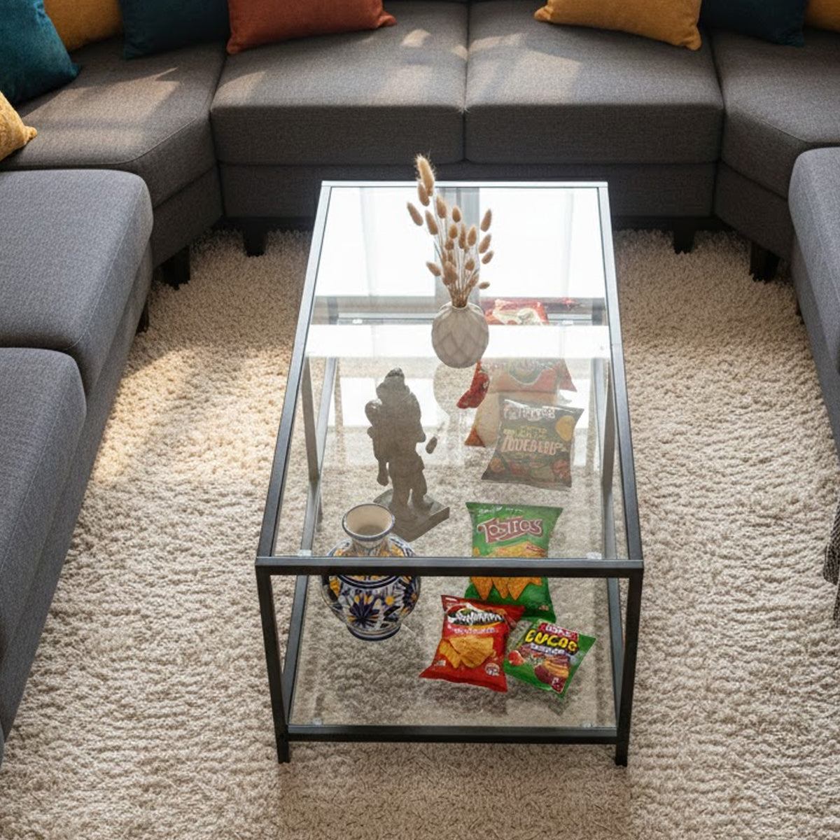 Mesa Centro Moderna Rectangular Vidrio Templado 110cm
