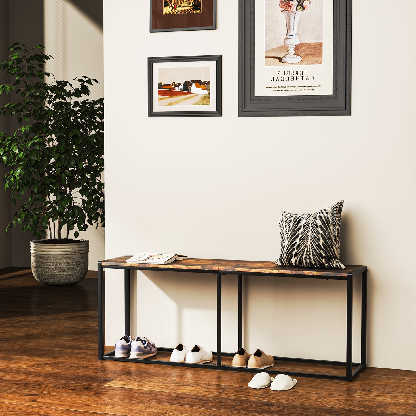 Banco de Cocina Industrial de Madera 120 cm Largo Marrón KOCCA