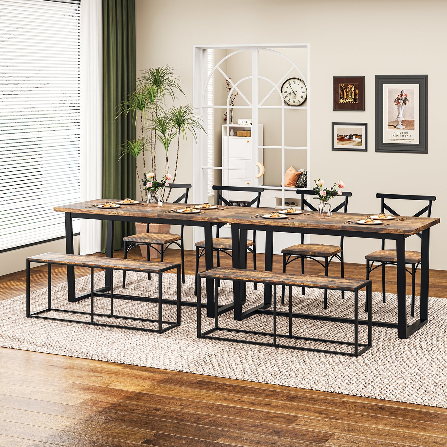 Banco de Cocina Industrial de Madera 120 cm Largo Marrón KOCCA
