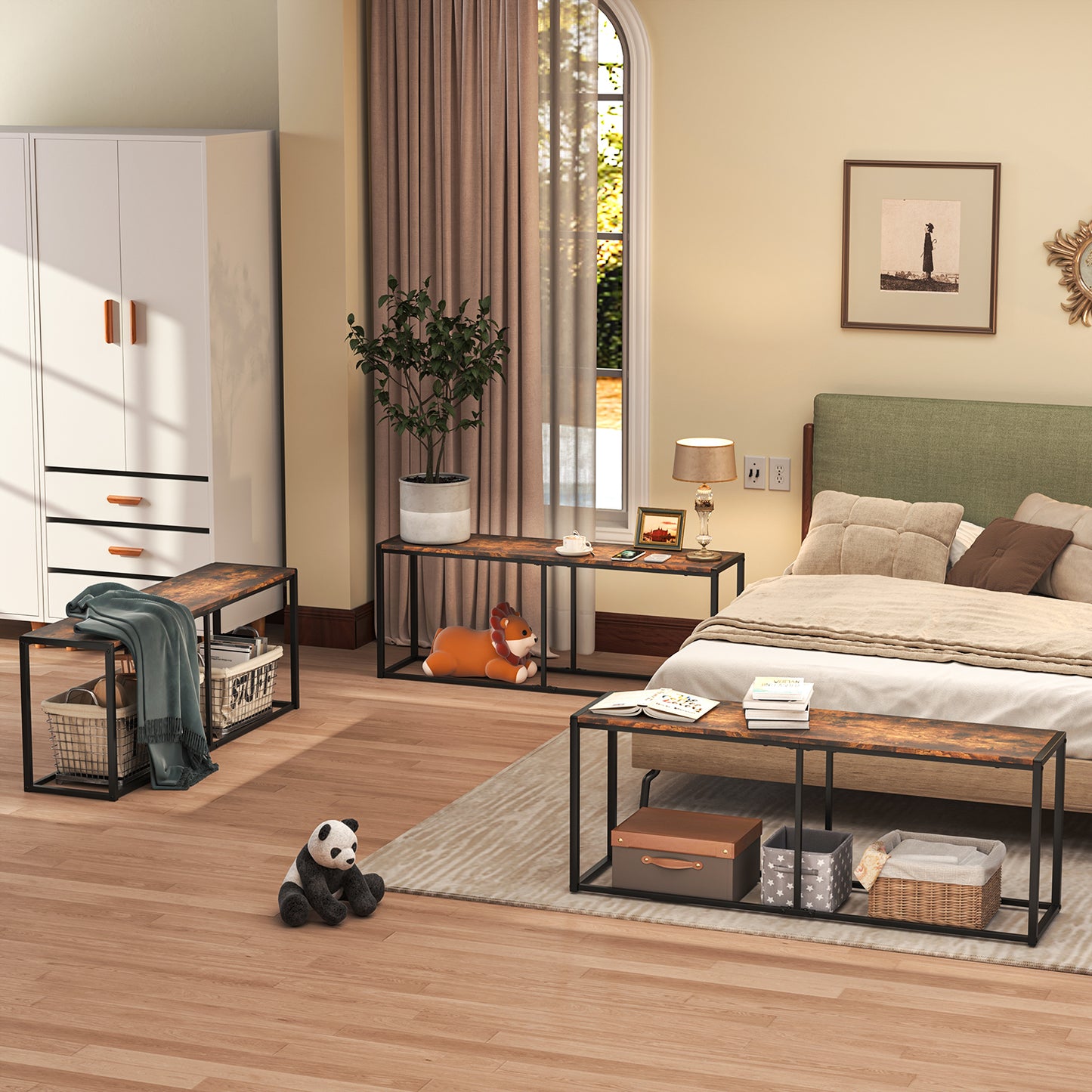 Banco de Cocina Industrial de Madera 120 cm Largo Marrón KOCCA