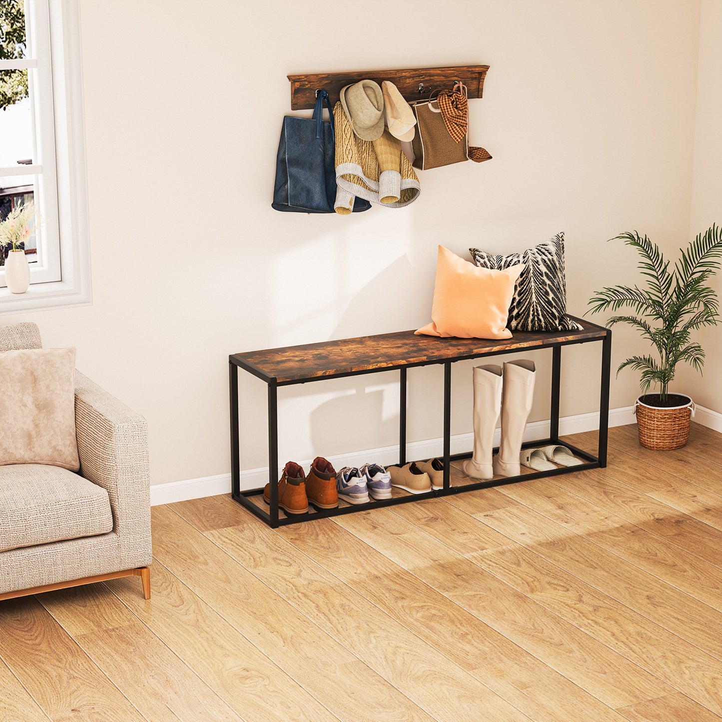 Banco de Cocina Industrial de Madera 120 cm Largo Marrón KOCCA