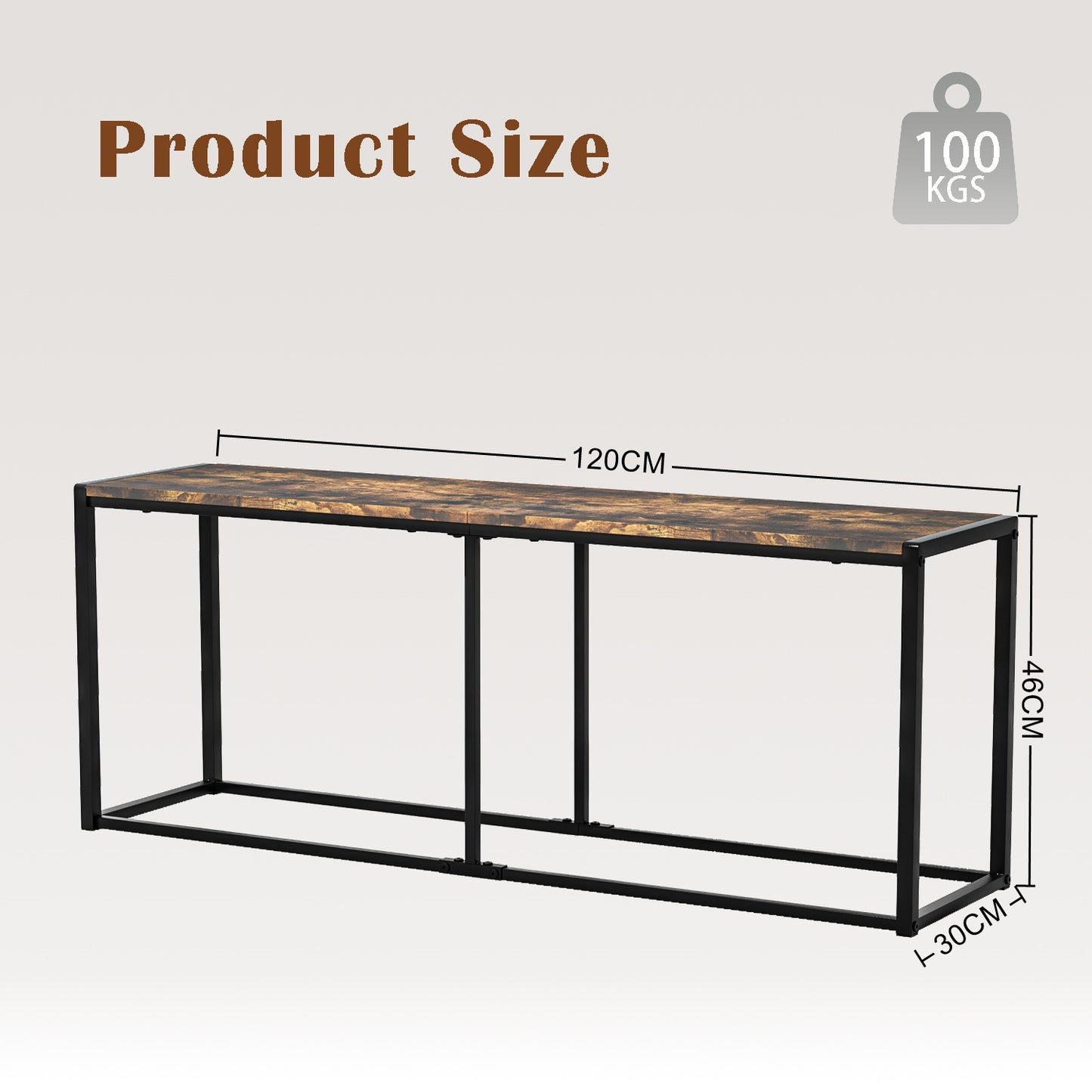 Banco de Cocina Industrial de Madera 120 cm Largo Marrón KOCCA