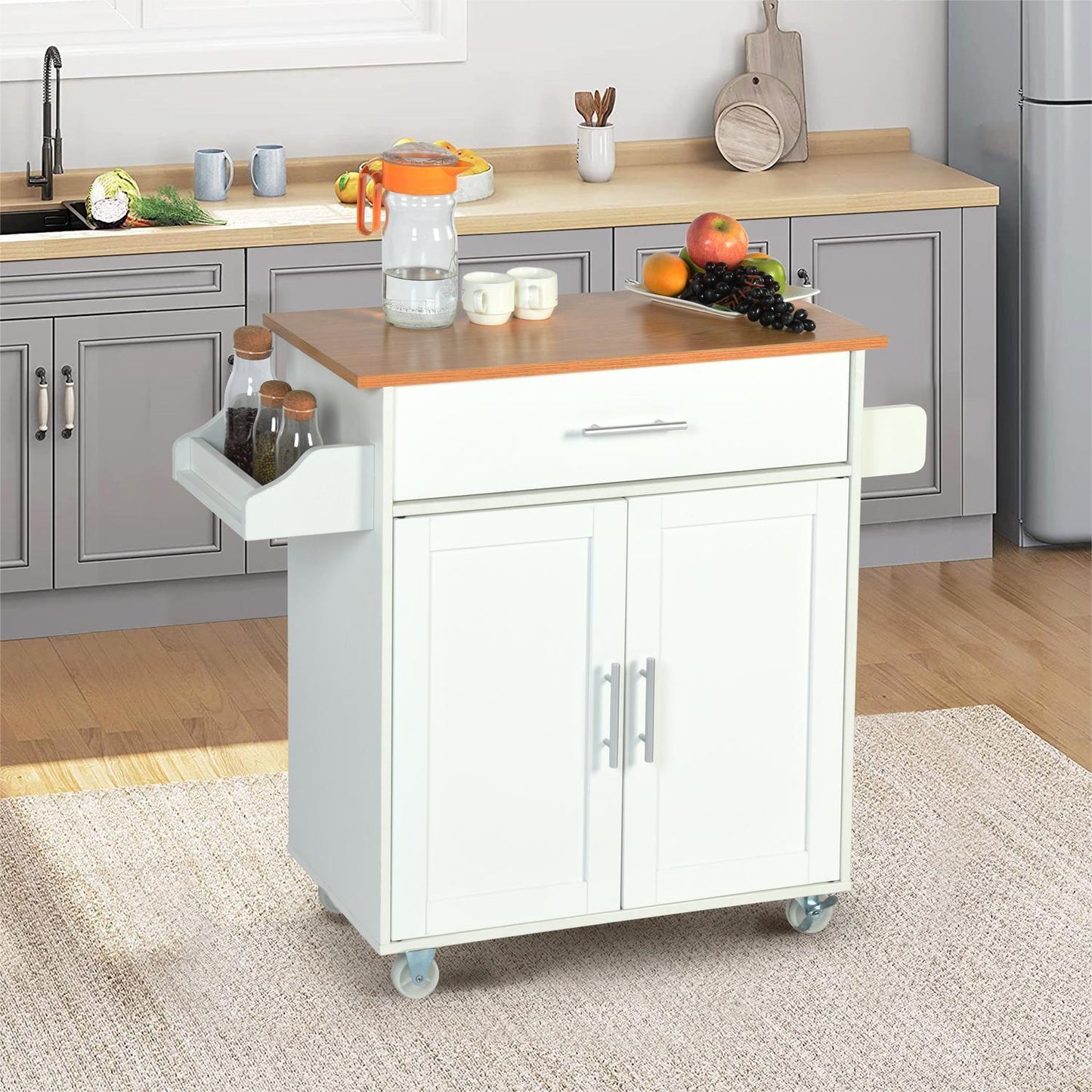 NUEVO Isla de Cocina Madera Carrito con Closet de Almacenamiento RANGER