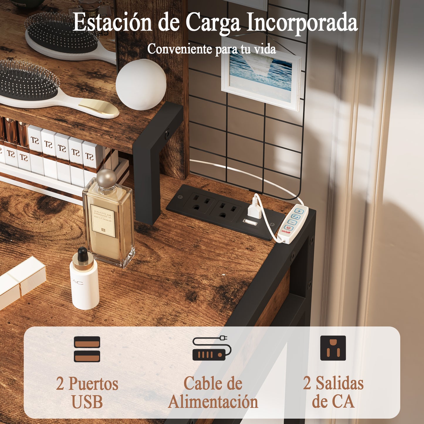 NUEVO Tocador de Maquillaje con Espejo LED y Taburete