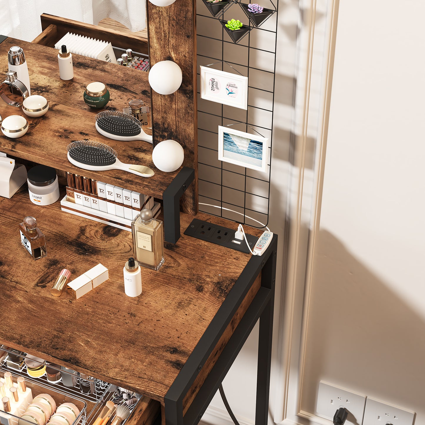 NUEVO Tocador de Maquillaje con Espejo LED y Taburete