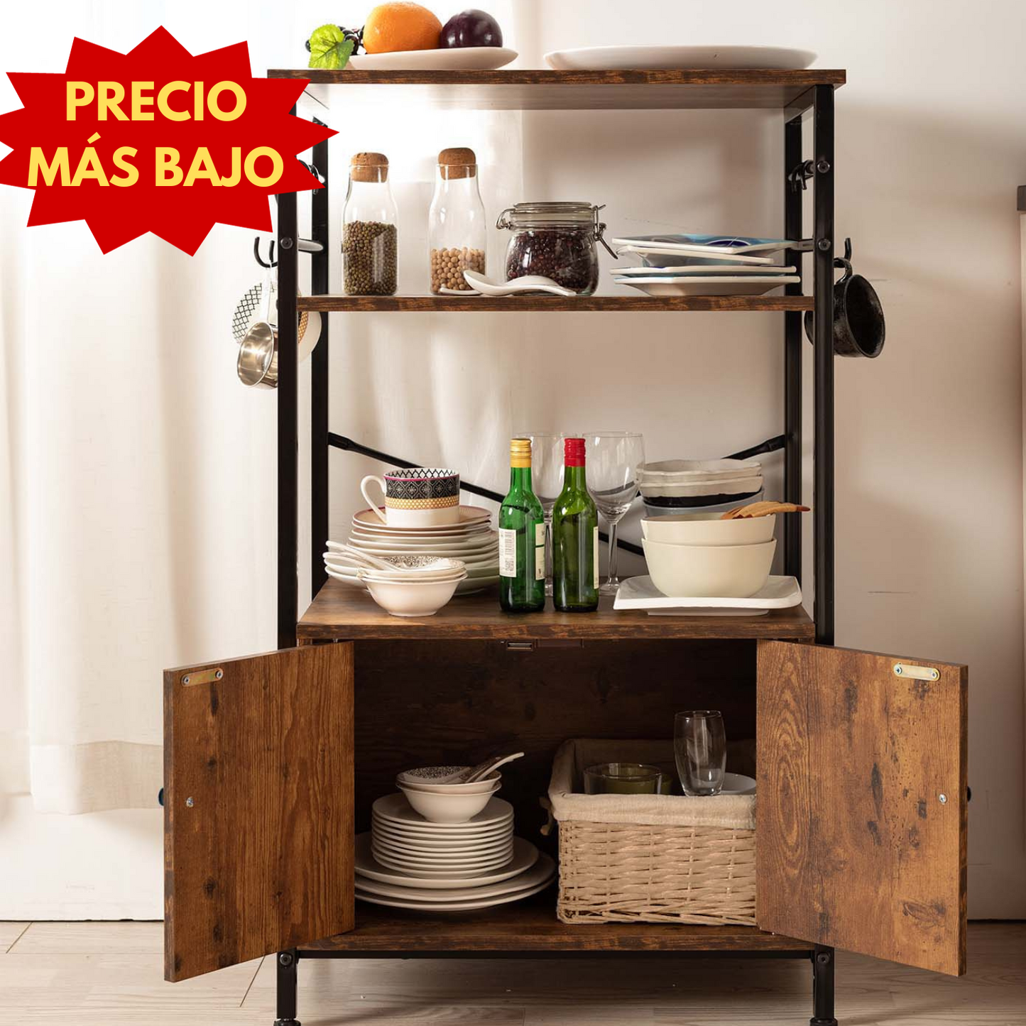 100CM Gabinete de almacenamiento con 3 niveles Kianga