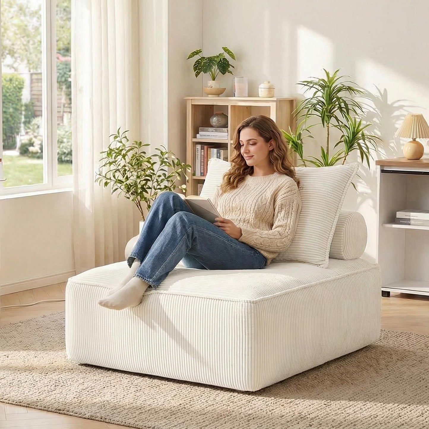 Sofá Modular Individual Sin Montaje Beige ZIVA