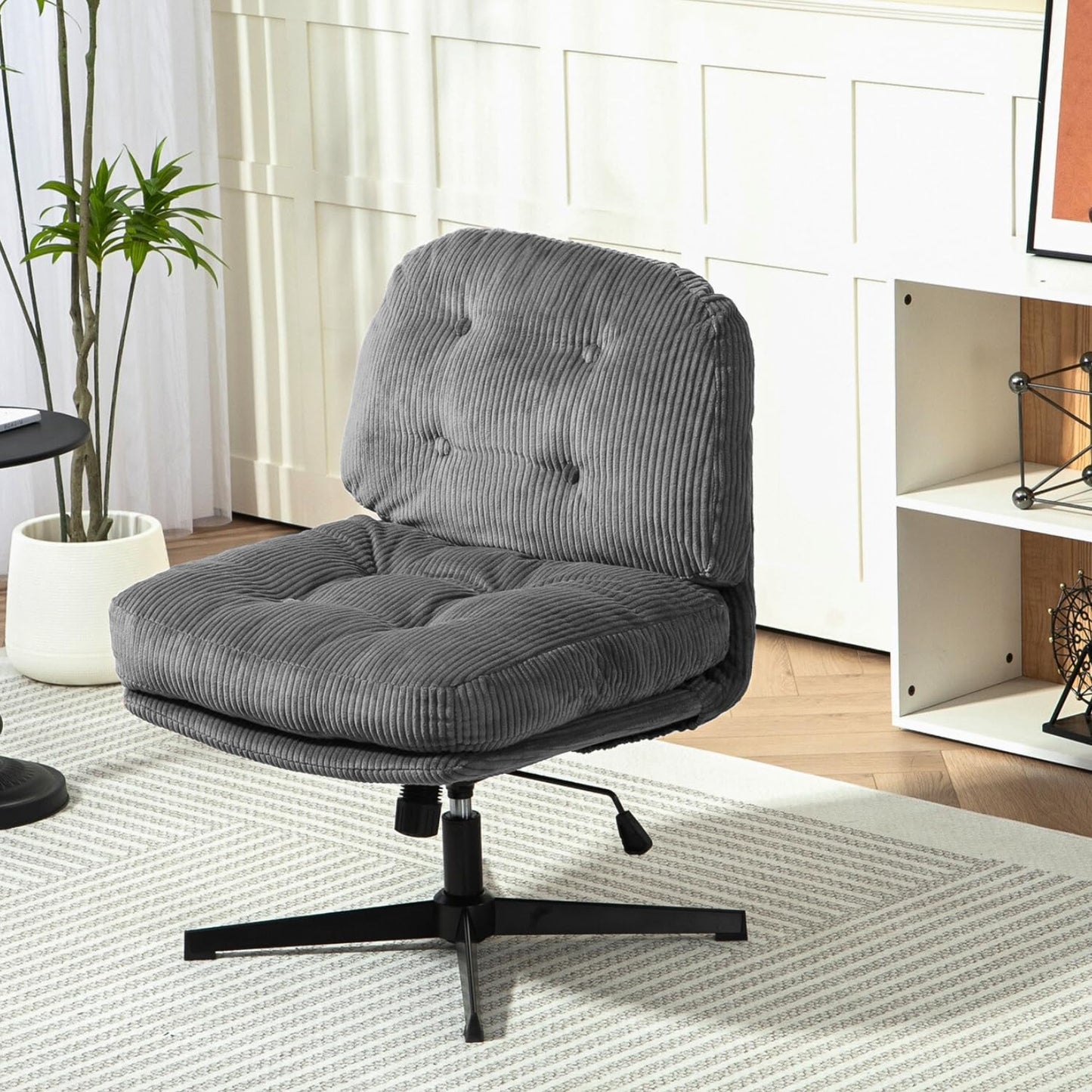 Sillón Individual Modern Silla Decorativa Altura Ajustable Sillón de TV con Giro de 360 Grados ALINXTON GRIS