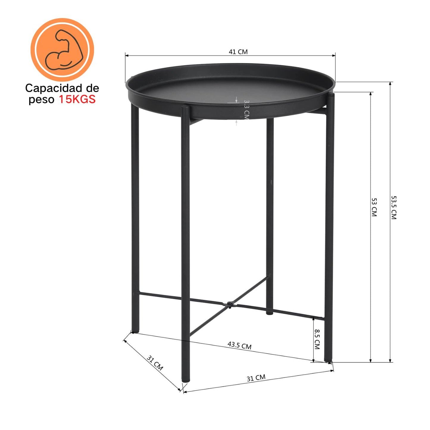 Mesa Auxiliar de Metal Moderna Pequeta Mesa de Centro Gladom