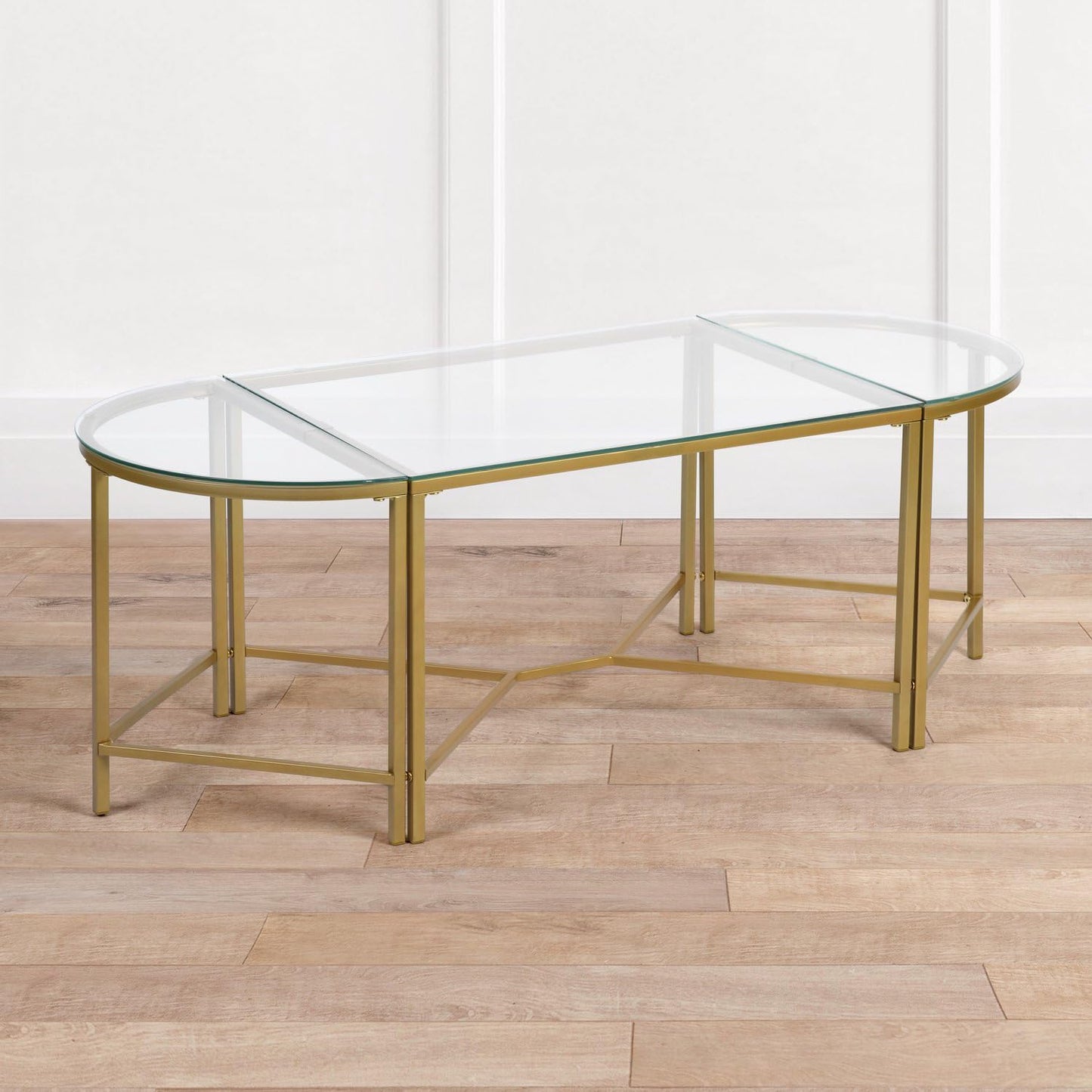 Set De 3 Mesas De Centro Mesitas Auxiliar Apilables Cristal