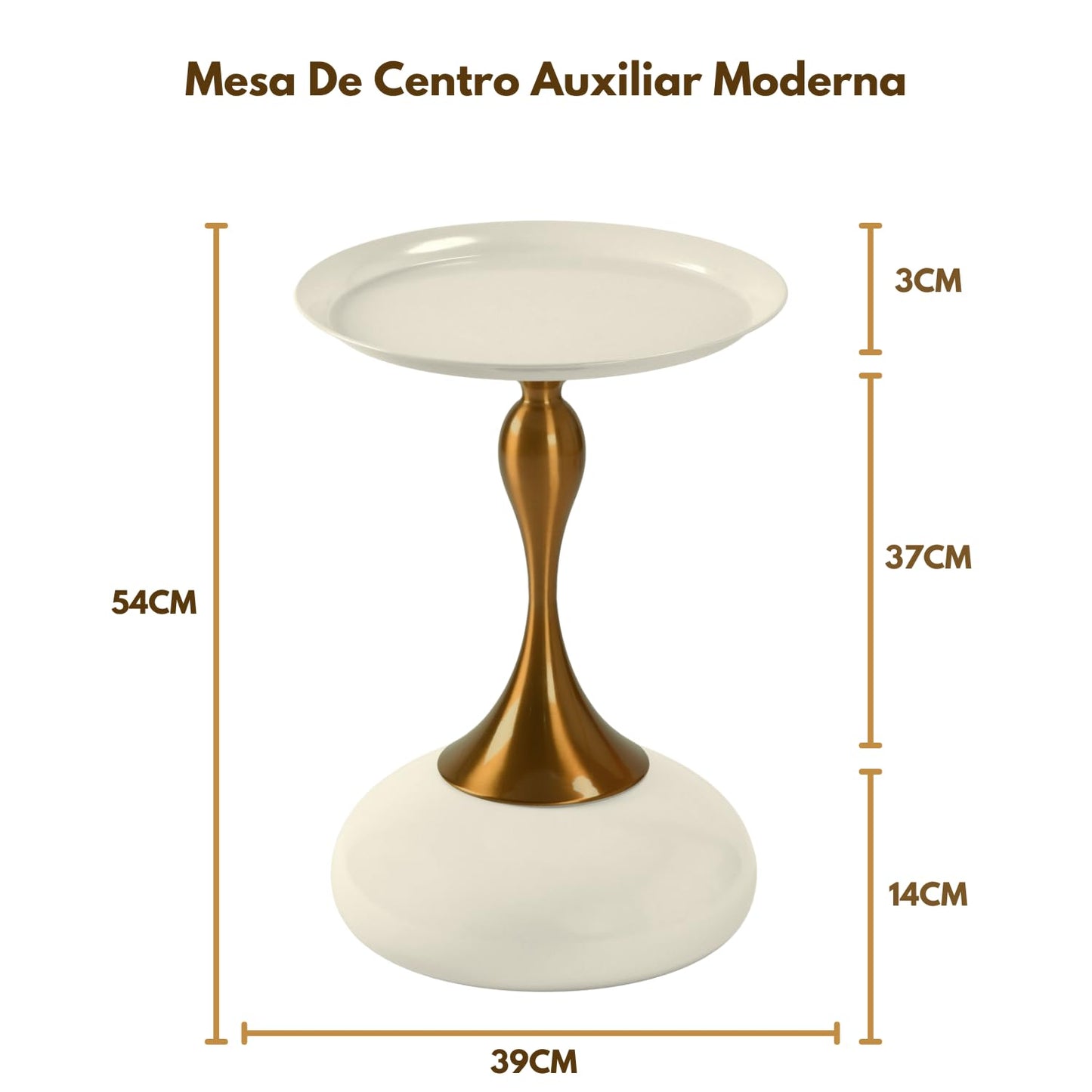 NUEVO Mesa Auxiliar Dorada de Cafe Redonda Mesilla YULIANNA