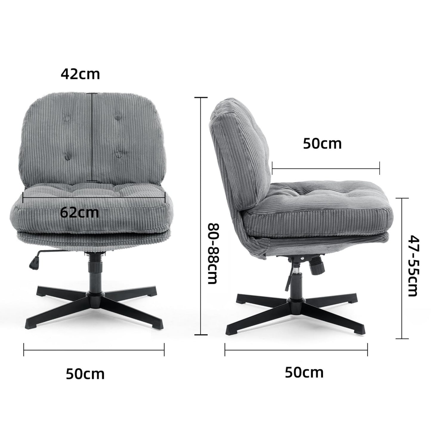 Sillón Individual Modern Silla Decorativa Altura Ajustable Sillón de TV con Giro de 360 Grados ALINXTON GRIS
