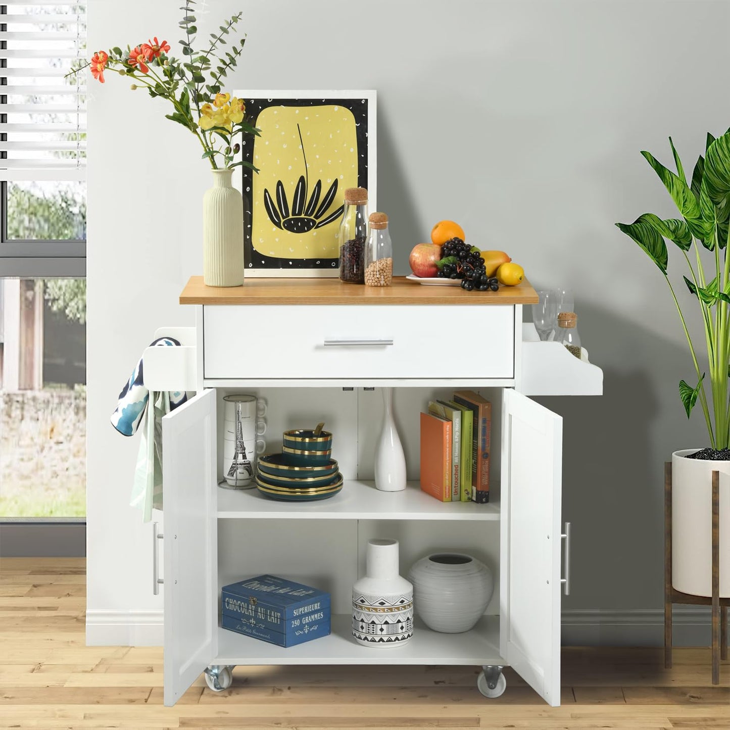 NUEVO Isla de Cocina Madera Carrito con Closet de Almacenamiento RANGER