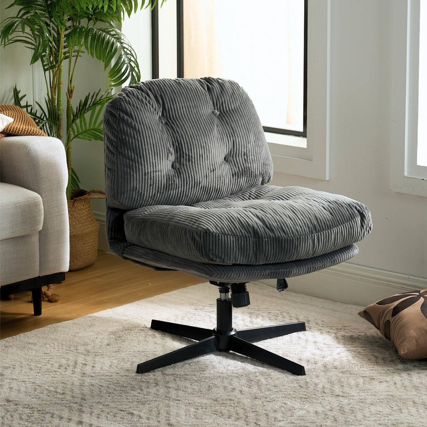 Sillón Individual Modern Silla Decorativa Altura Ajustable Sillón de TV con Giro de 360 Grados ALINXTON GRIS