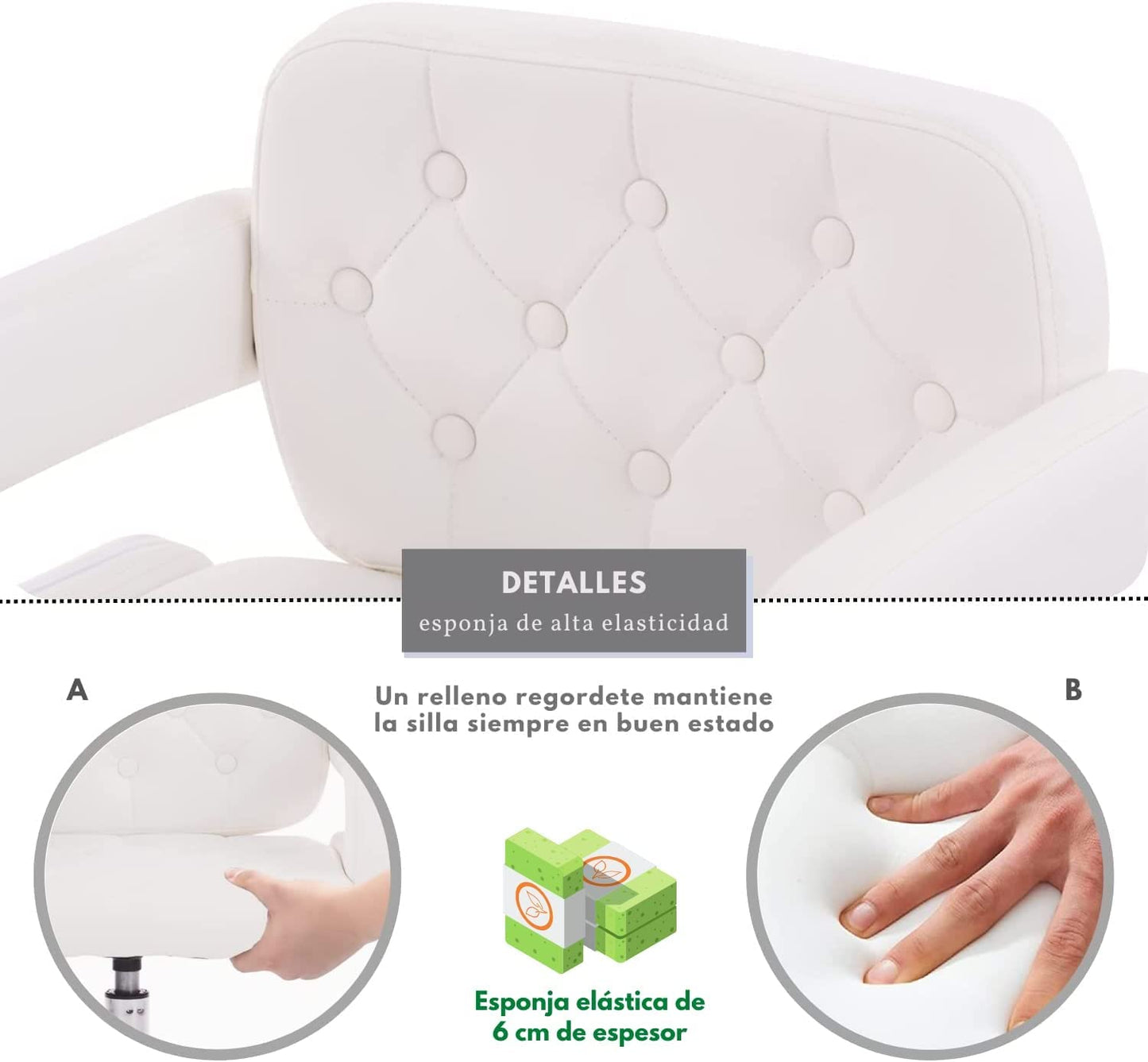 Silla de Tocador Contemporánea de Altura Ajustable 360 Rotation Akigae