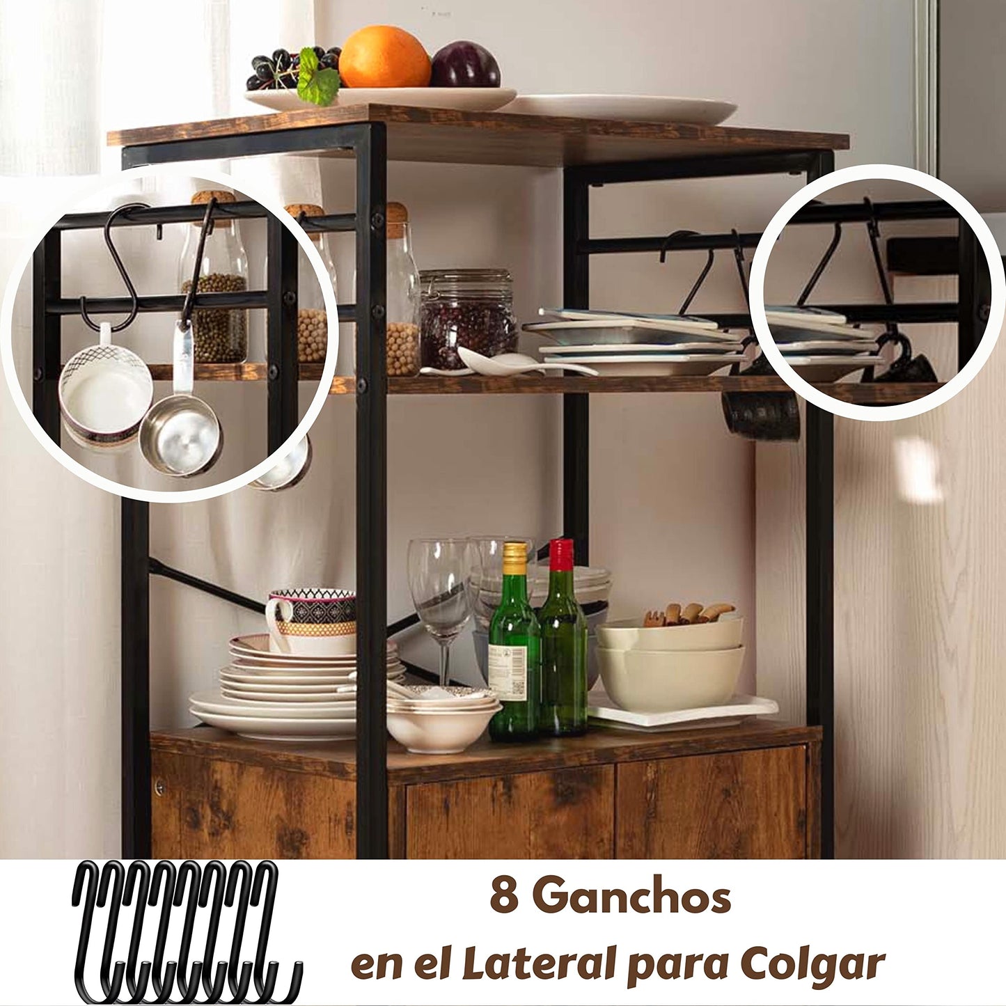 100CM Gabinete de almacenamiento con 3 niveles Kianga