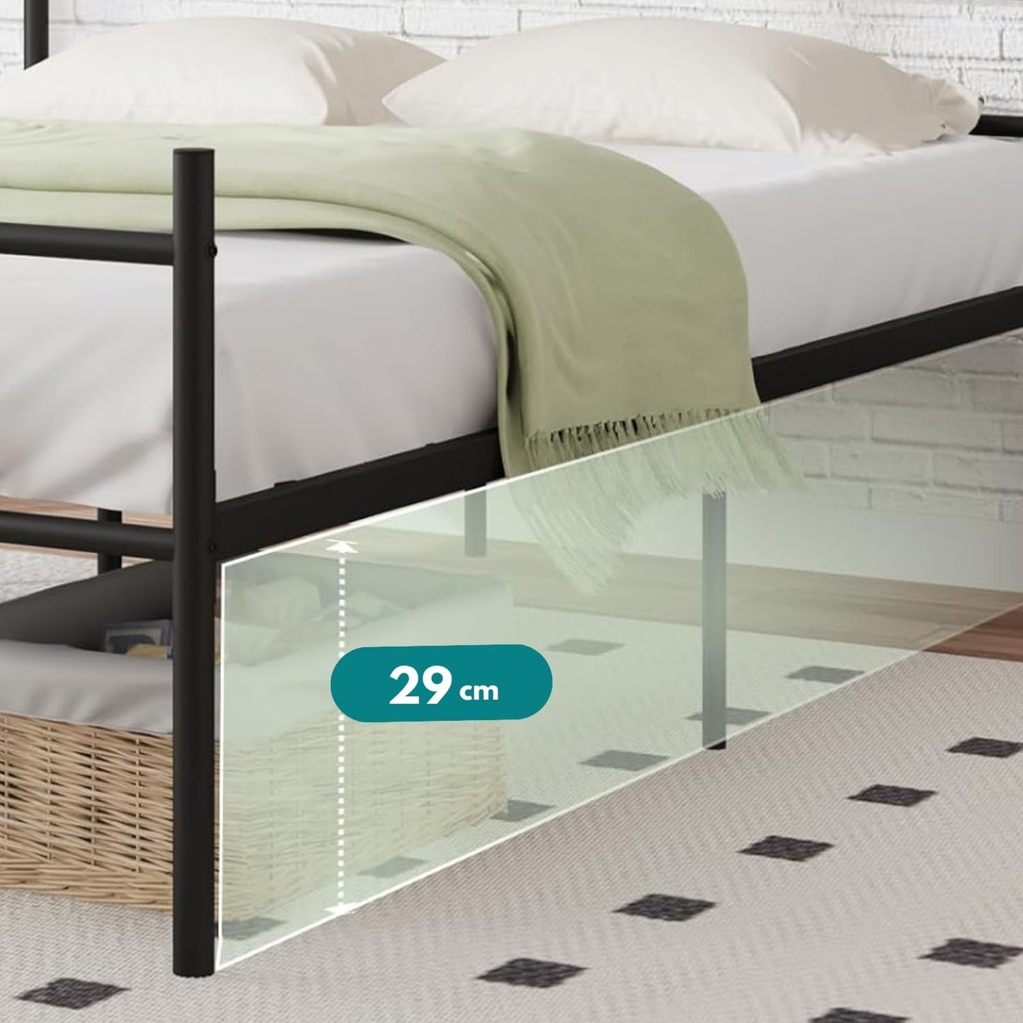 NUEVO Marco de Cama Queen Cama Matrimonial Base con Cabecero y Pie de Cama