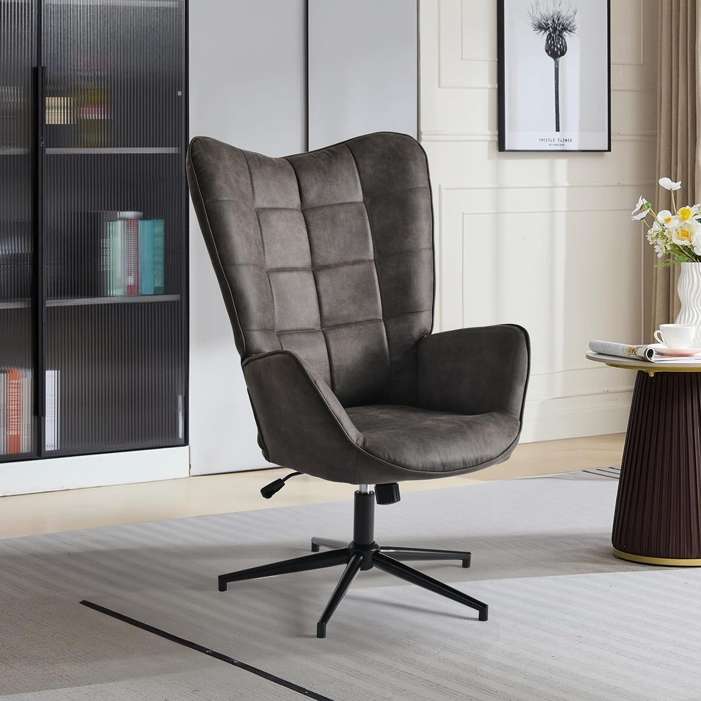 Silla Sillon Individual con Brazo Moderno Silla para Comedor Sala Oficina Negro IRIS