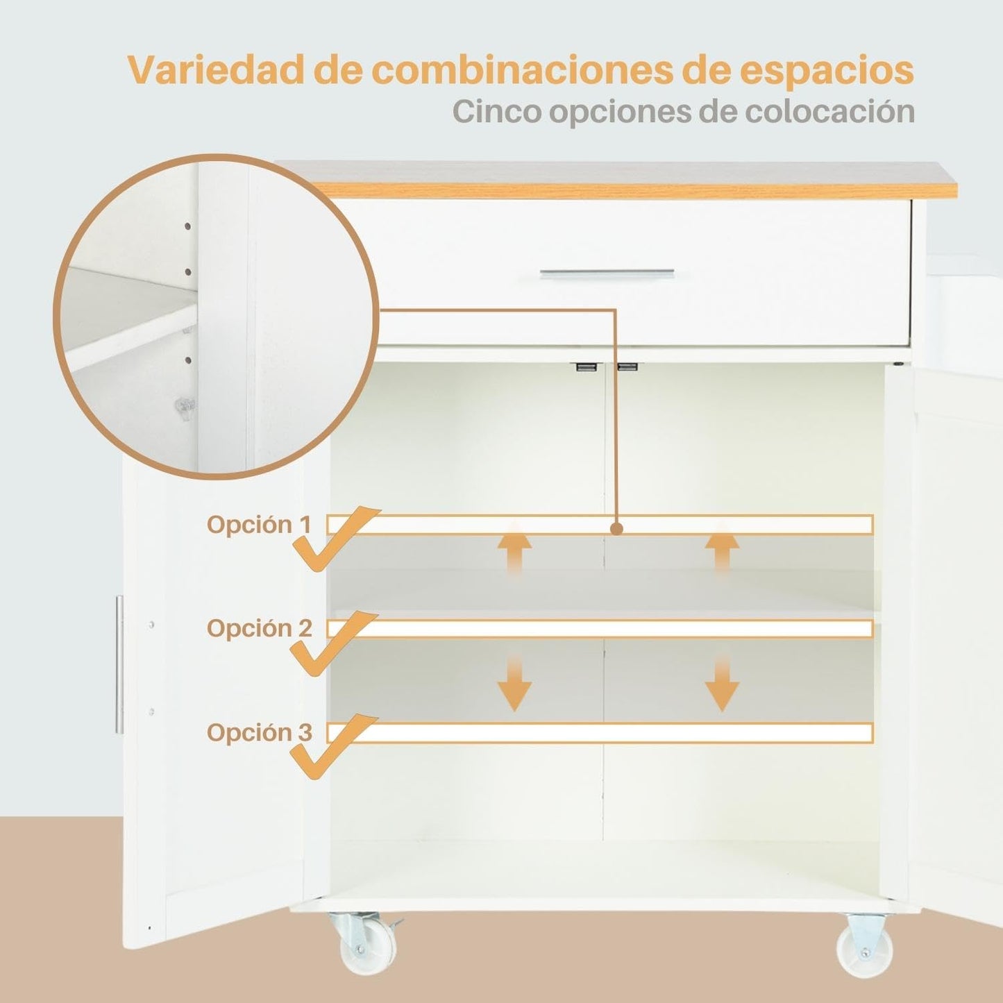 NUEVO Isla de Cocina Madera Carrito con Closet de Almacenamiento RANGER