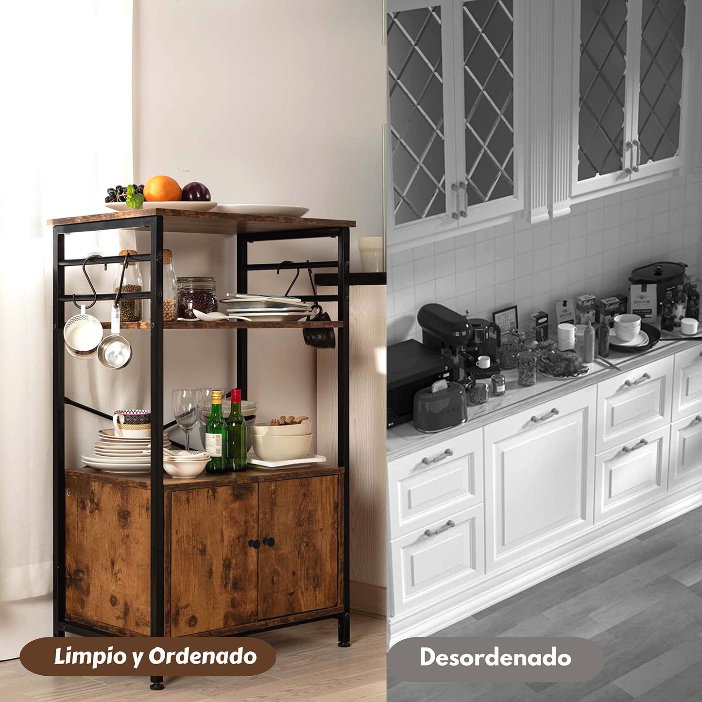 100CM Gabinete de almacenamiento con 3 niveles Kianga