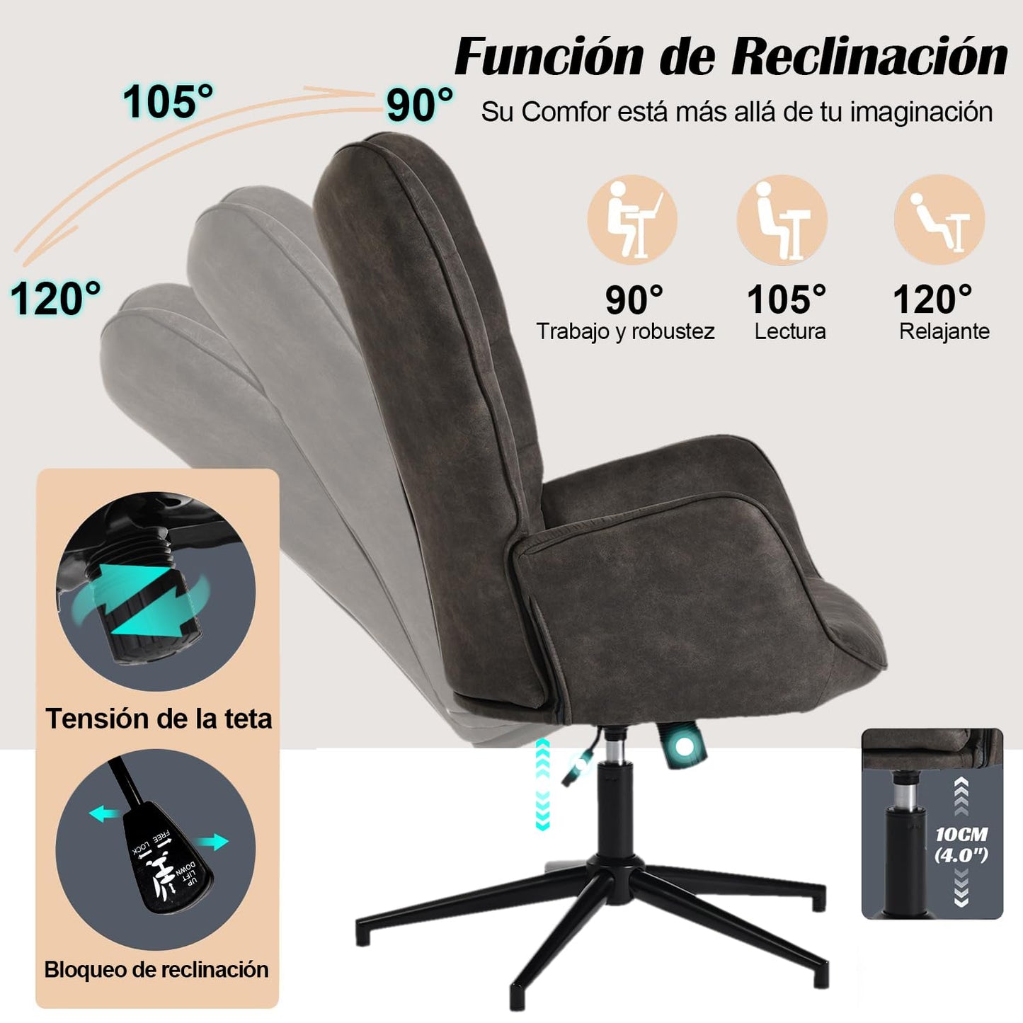 Silla Sillon Individual con Brazo Moderno Silla para Comedor Sala Oficina Negro IRIS