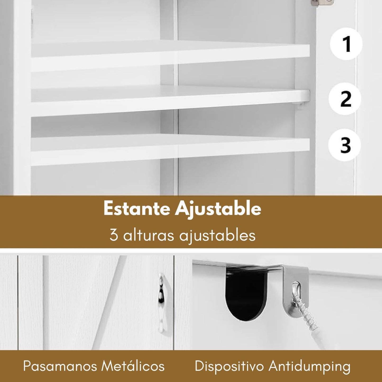 Gabinete de Almacenamiento con 3 Estantes y Puerta Litt