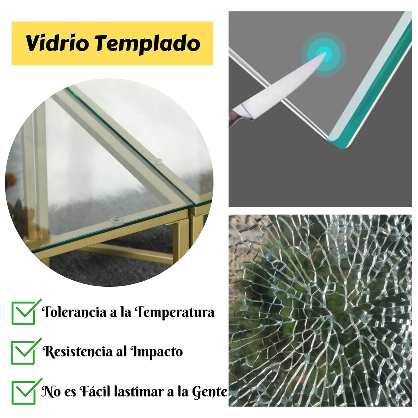 Set De 3 Mesas De Centro Mesitas Auxiliar Apilables Cristal