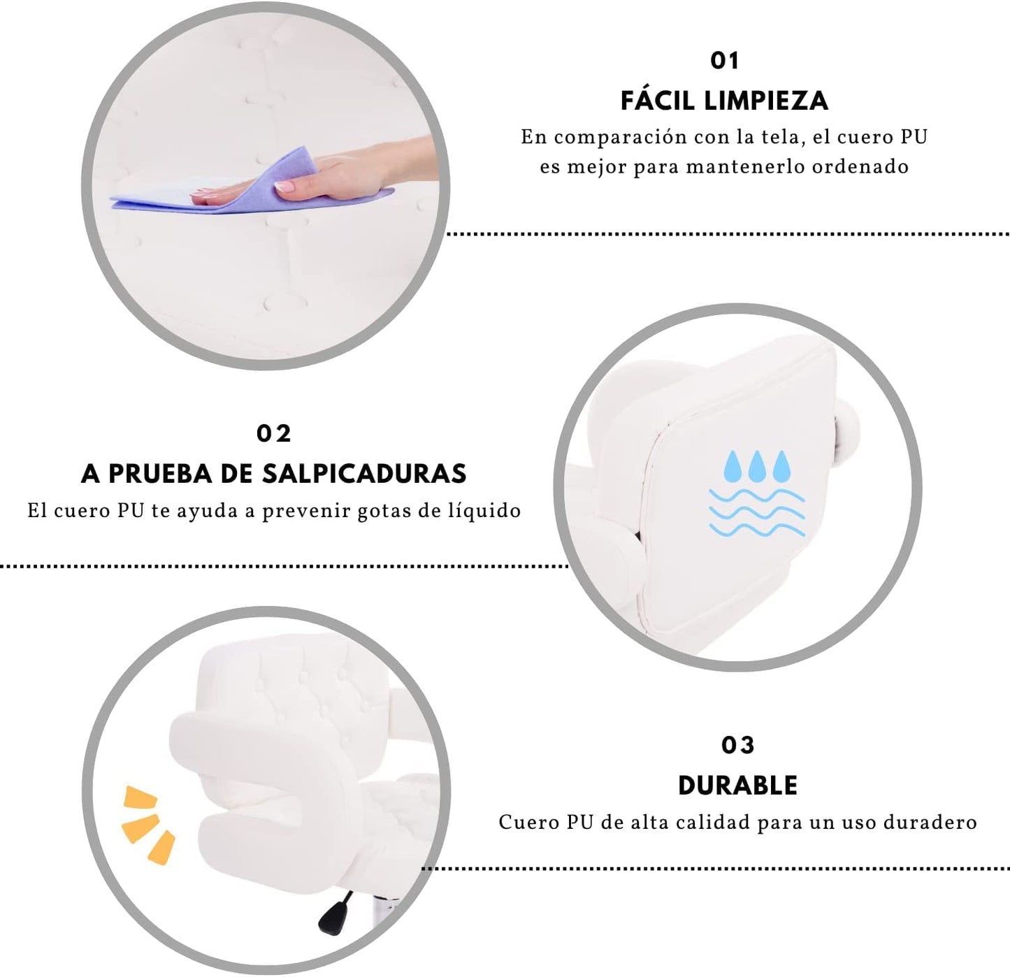 Silla de Tocador Contemporánea de Altura Ajustable 360 Rotation Akigae