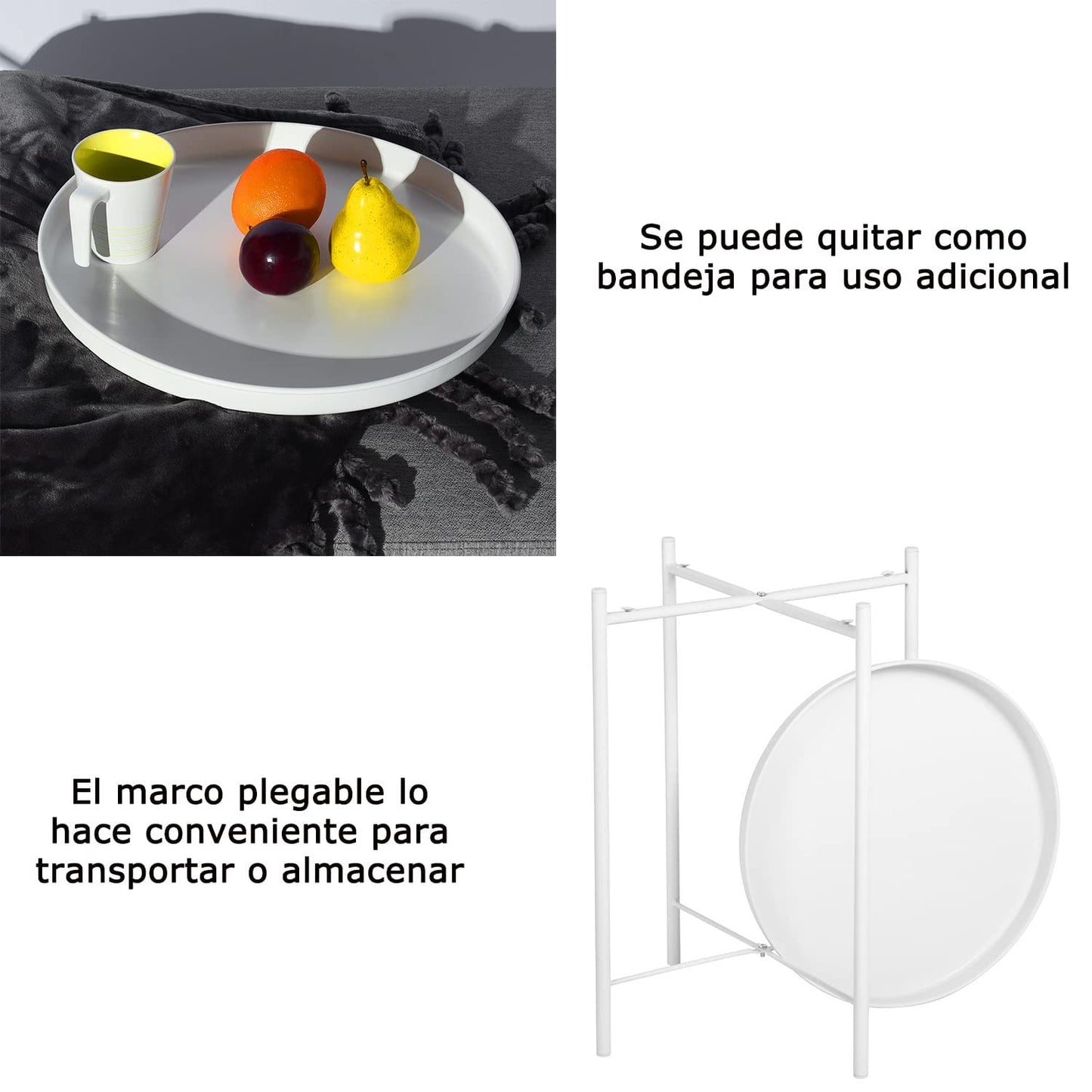 NEUVO Mesa Auxiliar de Metal Mesas Laterales Redondas Pequeñas Mesita de Noche de Metal GLADOM WHITE