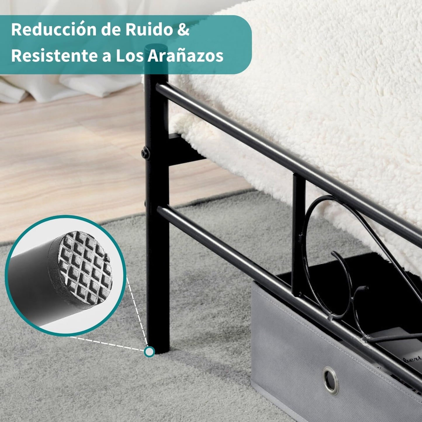 NUEVO Marco de Cama Queen Cama Matrimonial Base con Cabecero y Pie de Cama