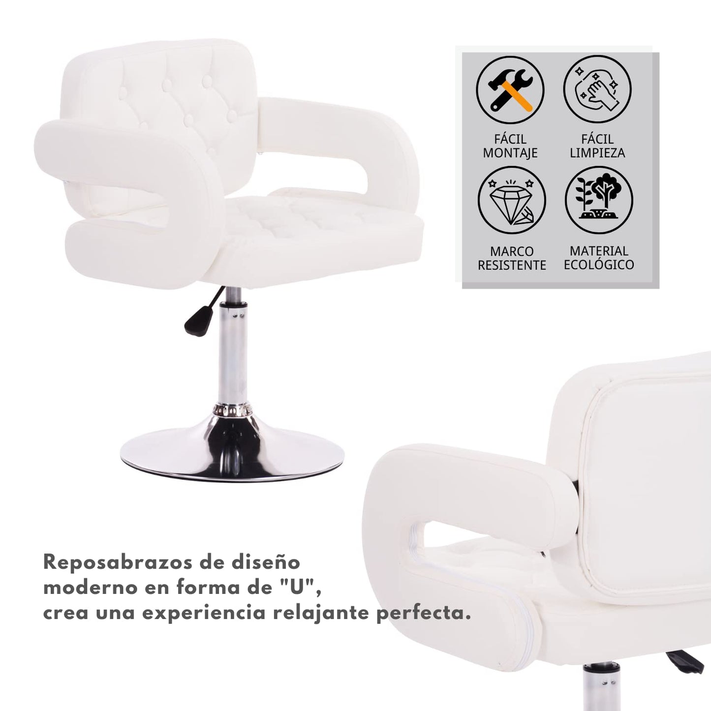 Silla de Tocador Contemporánea de Altura Ajustable 360 Rotation Akigae