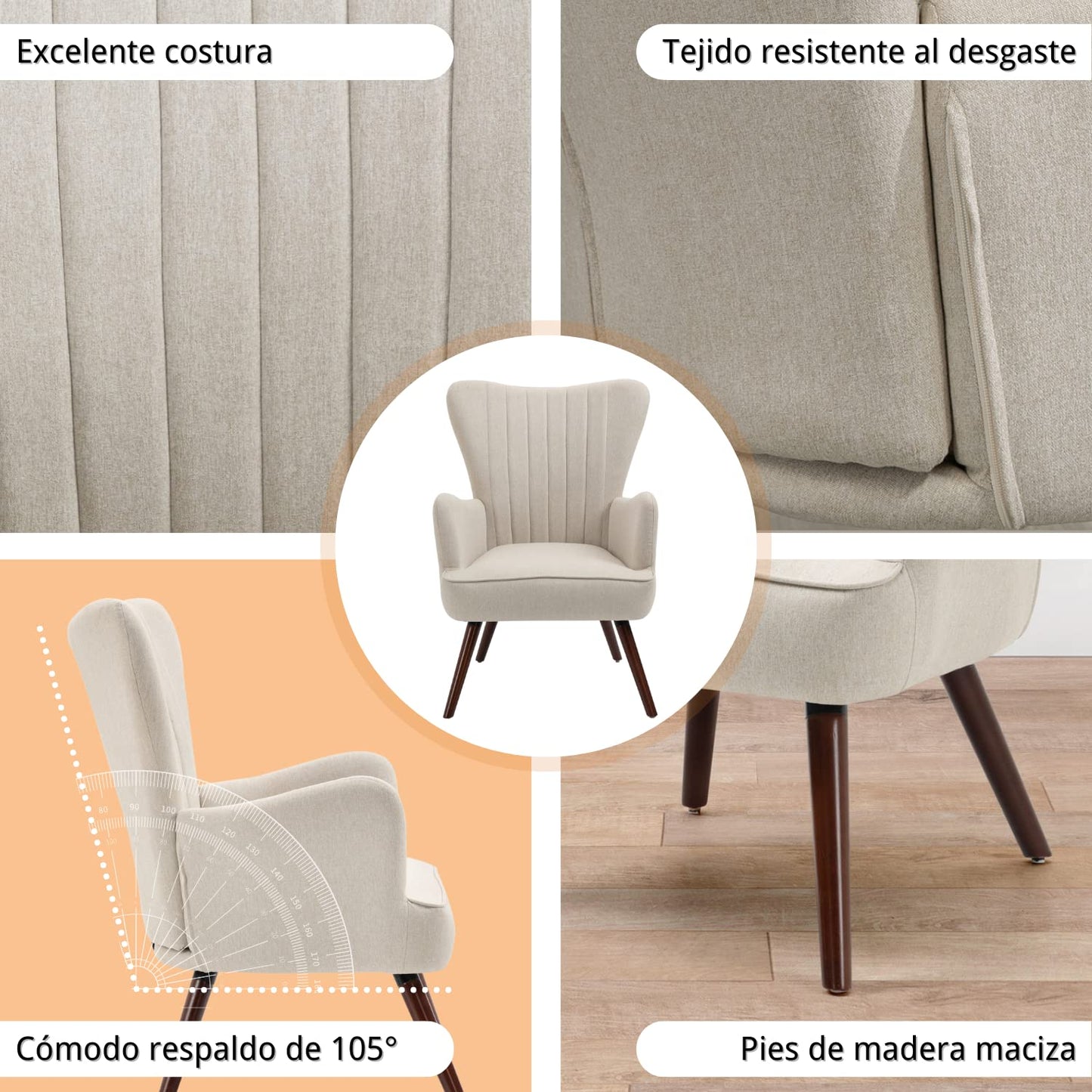 NUEVO Sillón Terciopelo Moderna Sofá Individual