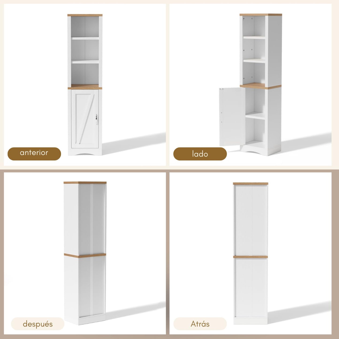 Gabinete de Almacenamiento con 3 Estantes y Puerta Litt