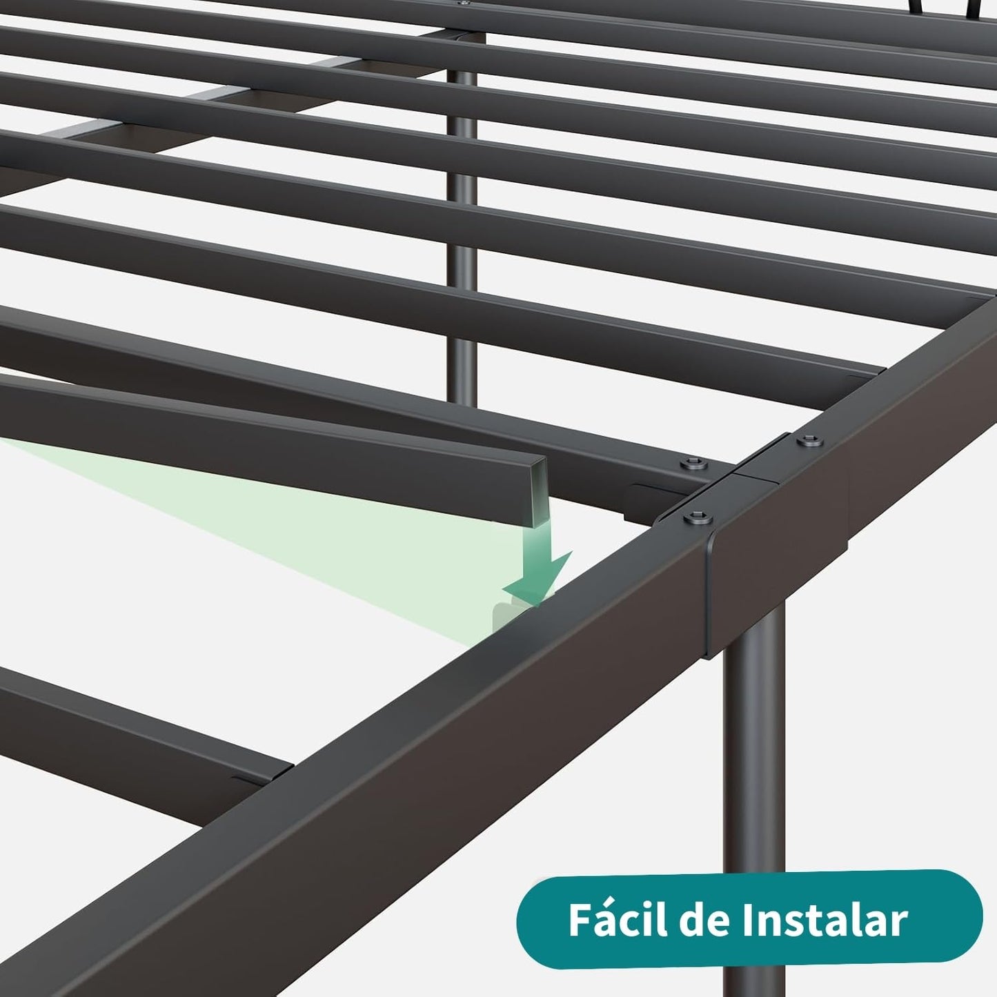 NUEVO Marco de Cama Queen Cama Matrimonial Base con Cabecero y Pie de Cama