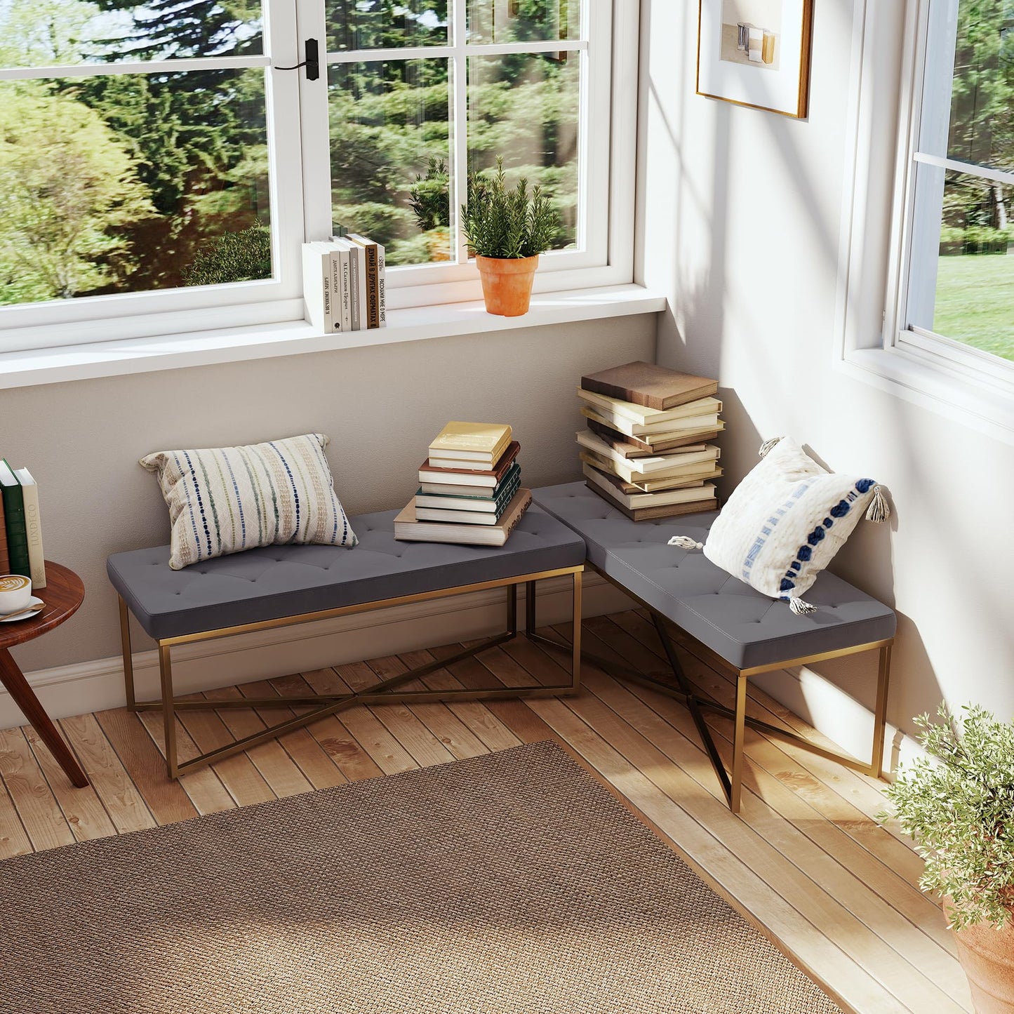 NUEVO Banco Otomano Tapizado 120cm Otomano Terciopelo Taburete para Recamara Rizzo