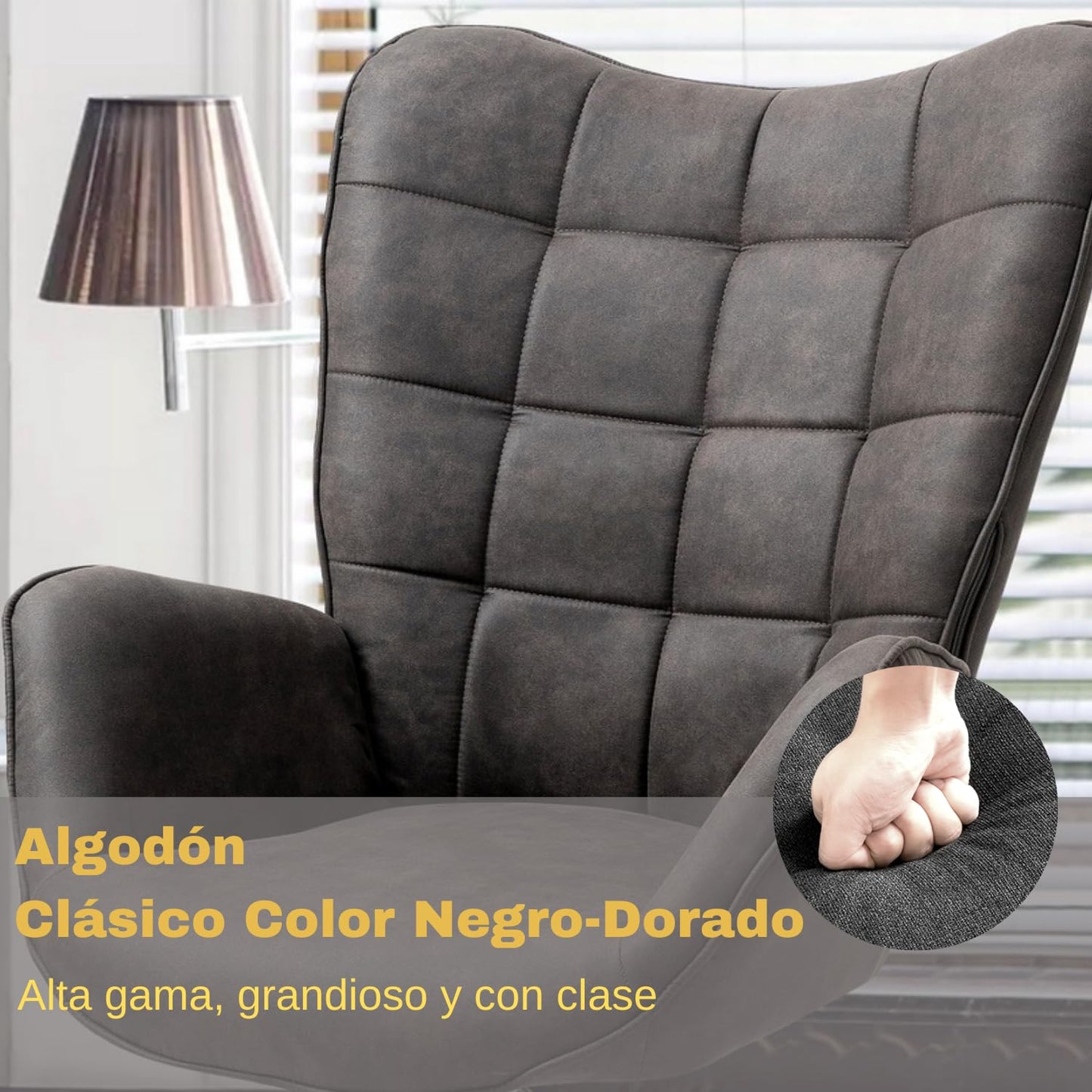 Silla Sillon Individual con Brazo Moderno Silla para Comedor Sala Oficina Negro IRIS