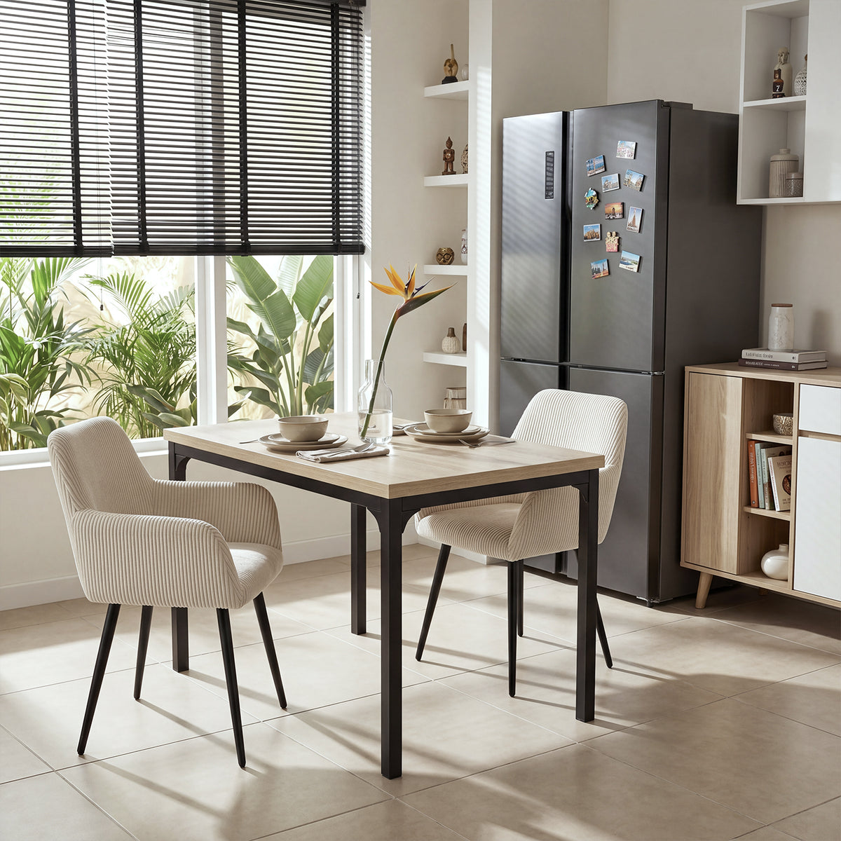 NEUVO Mesa de Comedor Extensible Rectangular: fácil de Abrir y Cerrar con Estructura metálica (Solo Mesa) MARLOWE