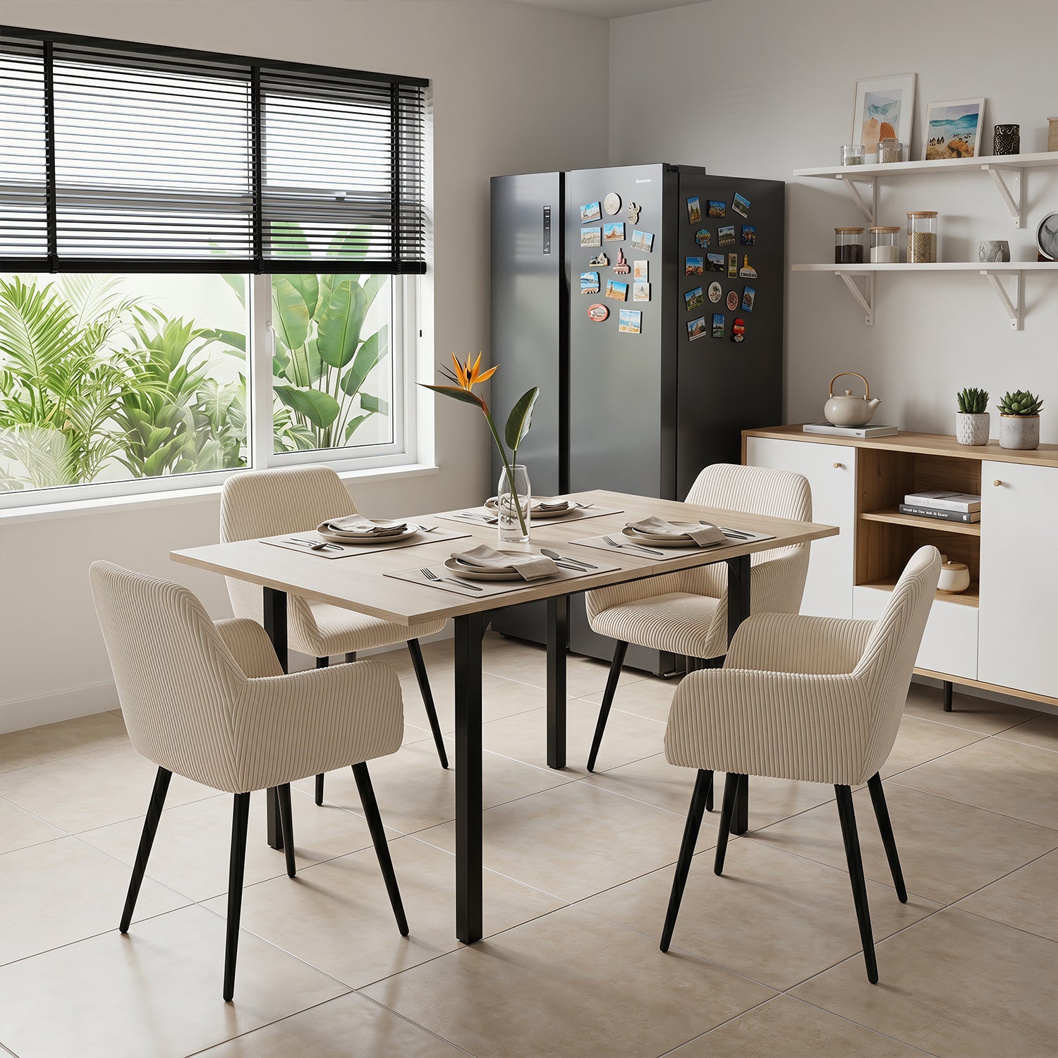NEUVO Mesa de Comedor Extensible Rectangular: fácil de Abrir y Cerrar con Estructura metálica (Solo Mesa) MARLOWE