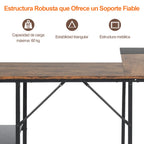 Escritorio Esquinero en L con Repisas de Almacenaje Cafe
