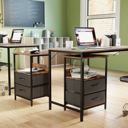 Mesitas de Noche con Luces LED y 2 Puertos USB Marron 2PCS